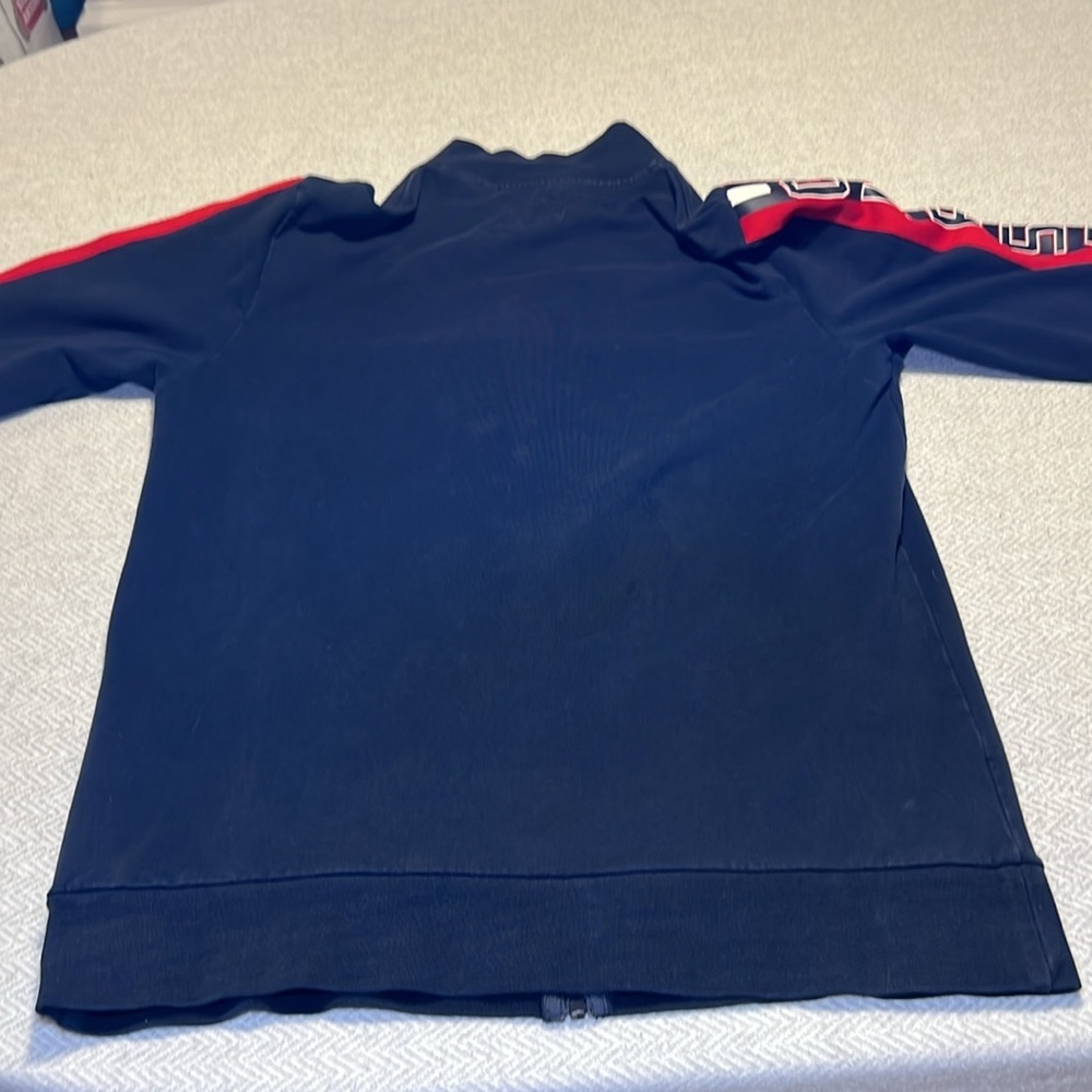GUESS Men's Navy Zip Jacket with Red and White Accents. Size Large. - Picture 7 of 10